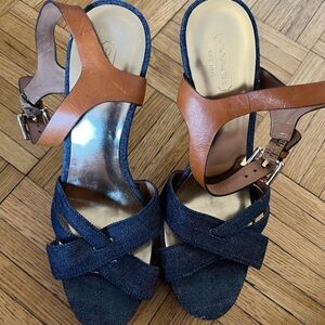 Coach Women's Denim and Tan Sandals